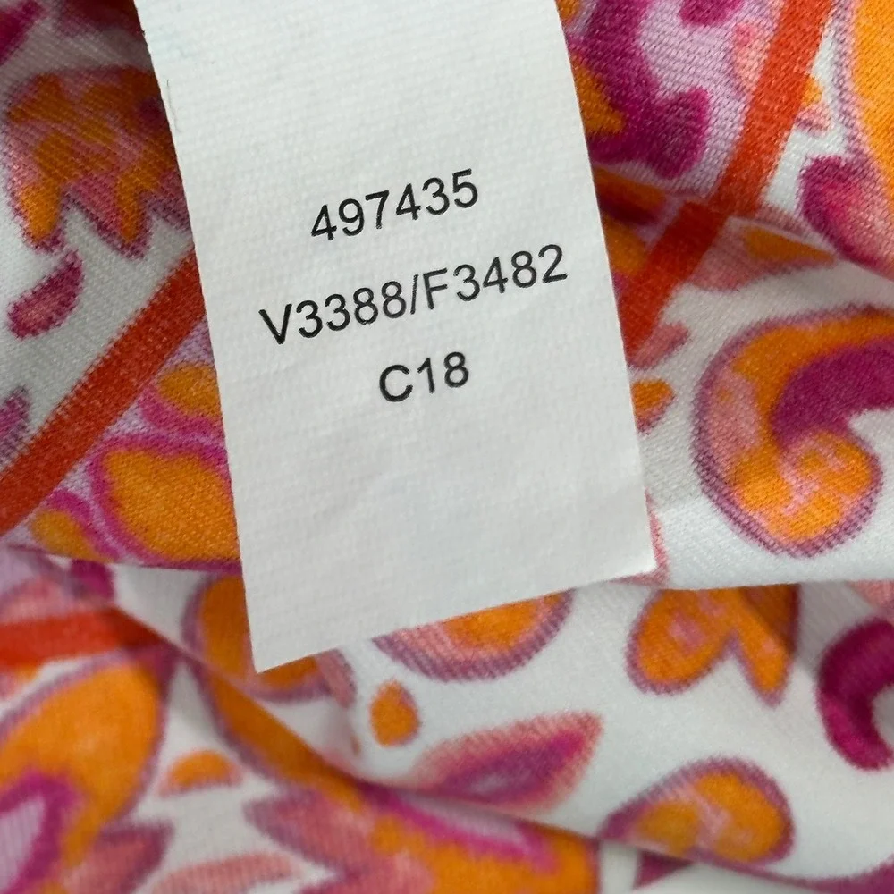 Lands End Womens L Petite Pink Orange Floral Rash Guard Swim Tunic Quarter Zip